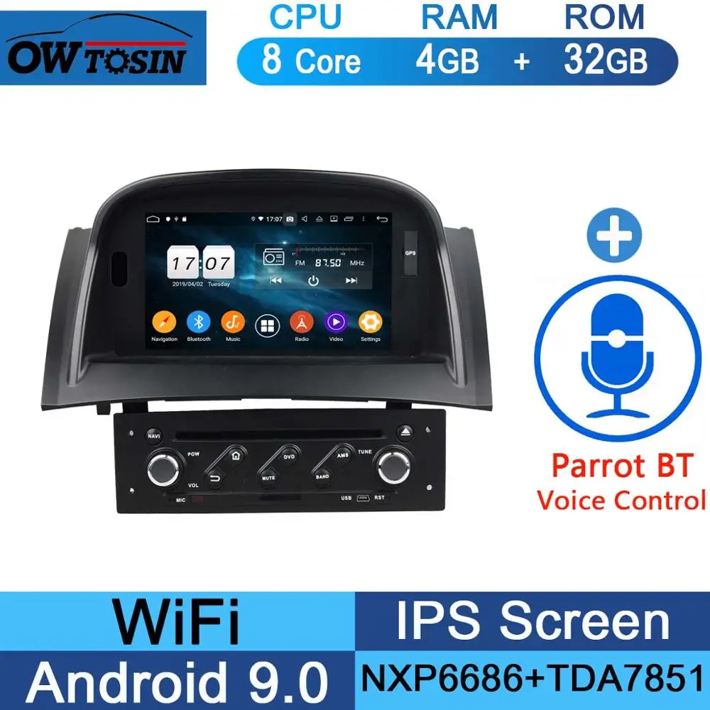 " ips Восьмиядерный 4G ram+ 64G rom Android 9,0 автомобильный DVD радио gps для Renault Megane II 2004-2009 DSP CarPlay Parrot BT стерео Adas - Цвет: 32G Parrot BT