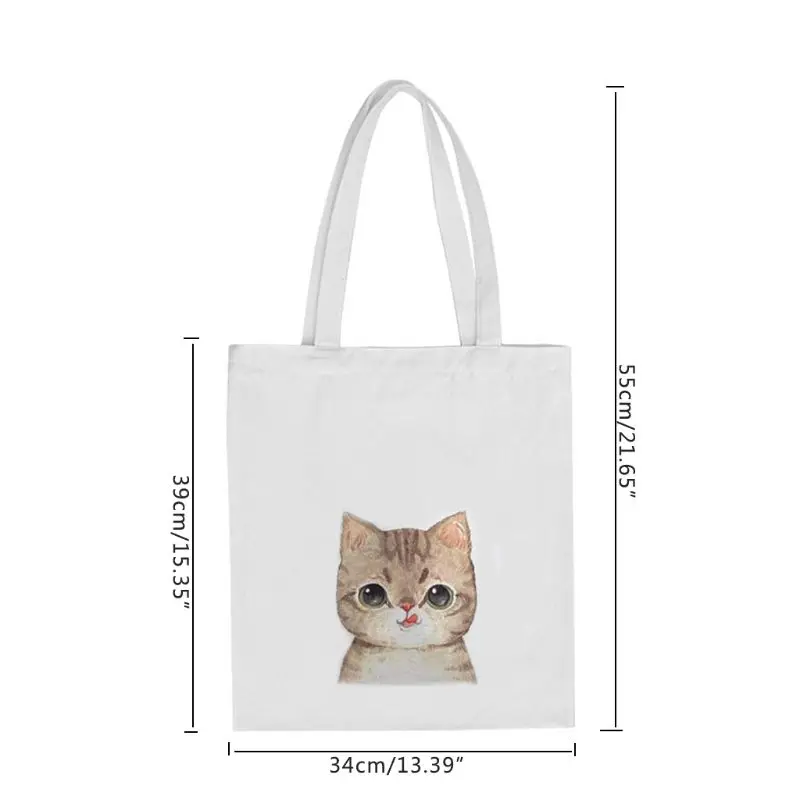 

Women Cute Cat Printed Canvas Shoulder Bag Handbag Tote Shopping Bags