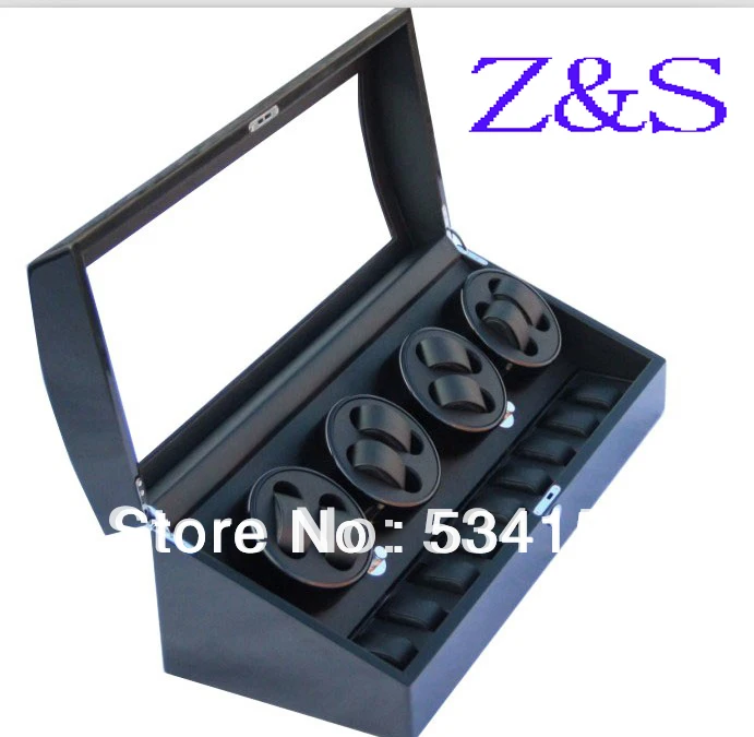 Коробка для часов 8 + 9 аутентичных роскошных пианино краски 4 поворотных пластины