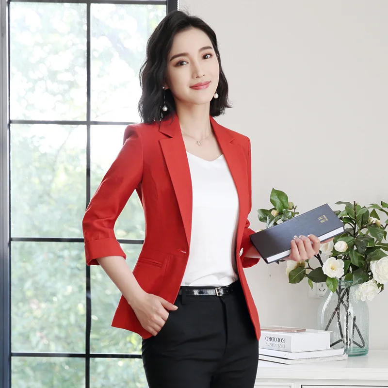 Spring and autumn new sleeves fashion suit women's self-cultivation wild single button business office official wear | Женская