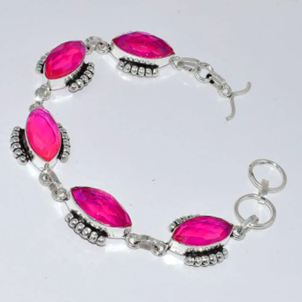 

Rainbow Topas Silver Overlay on Copper Bracelet , 22.7 cm, B3499