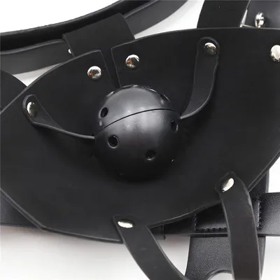 Маска BDSM Кожа Связывание ограничители капот для тела упряжь рта кляп сексуальное