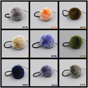 Резинка для волос AIKELINA, зимняя, эластичная, с помпоном из искусственного кроличьего меха