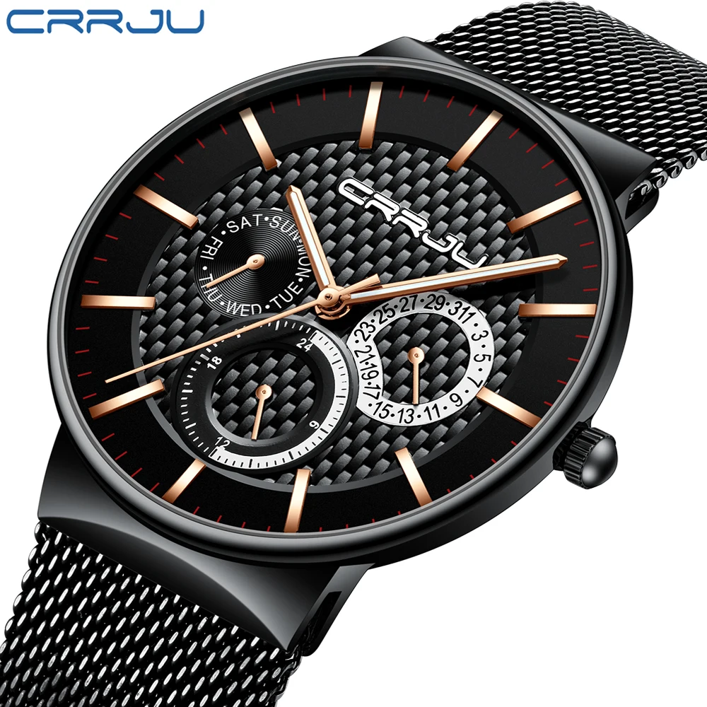 

New Fashion 2019 CRRJU Quartz Watches Top Brand Luxury Men Classic Sport Chronograph Steel Watches 2153 relojes hombre