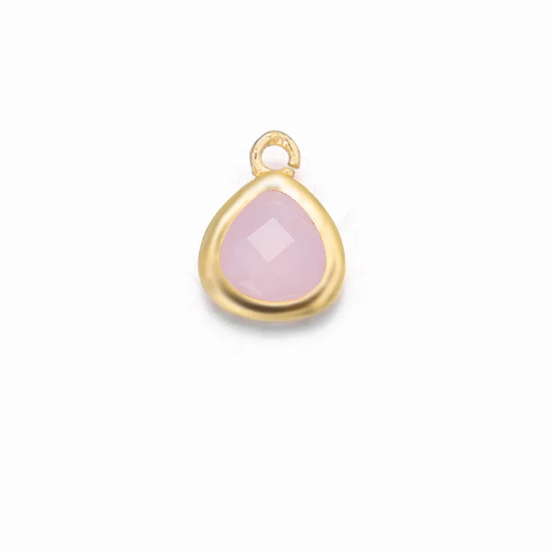 Pink 8x11MM 4 шт. 8x11 мм 10x13 мм 24k золото шампанского цвета латунь с красочным стеклом треугольные Подвески Ювелирные изделия Аксессуары - Окраска металла: Pink 8x11MM