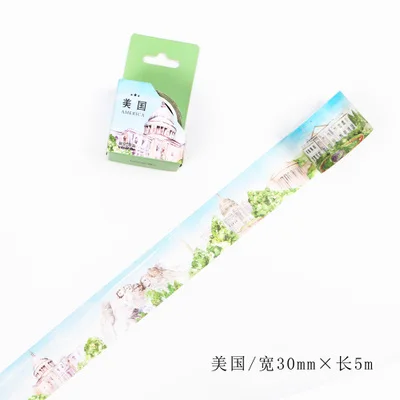

3cm 5m 1 pcs travel all over the world theme in USA design washi tape Adhesive DIY Scrapbook Masking home decor