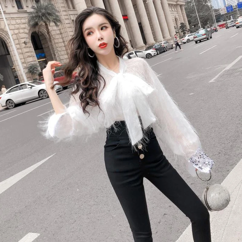 Женская блузка в западном стиле Goddess Style белая на весну 2019 |