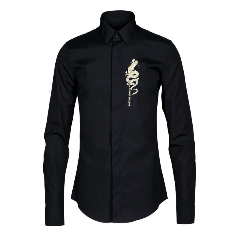 Новейшая рубашка дизайнерские мужские рубашки с драконом для мужчин модные не