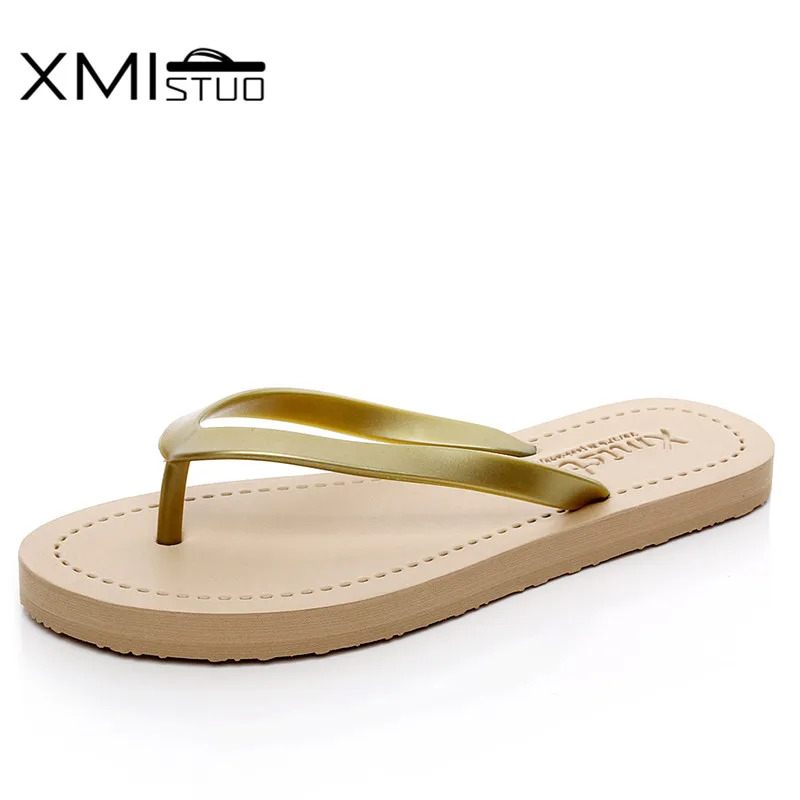 Шлепанцы XMISTUO Женские однотонные Нескользящие пляжные сандалии на плоской
