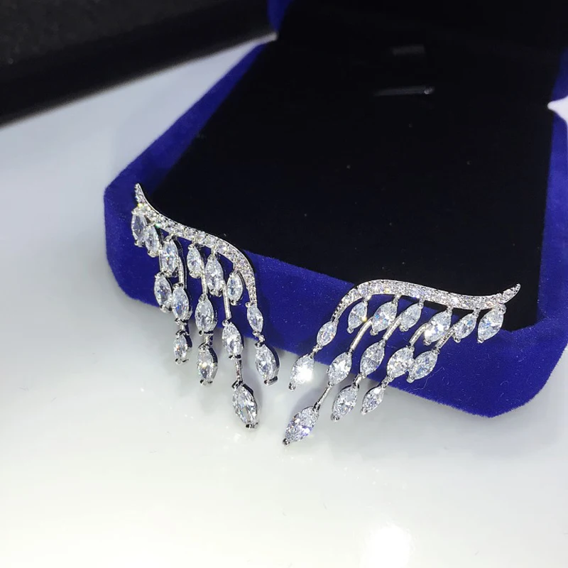 Длинные висячие серьги Marquise Cut с кубическим цирконием новый дизайн свадебные