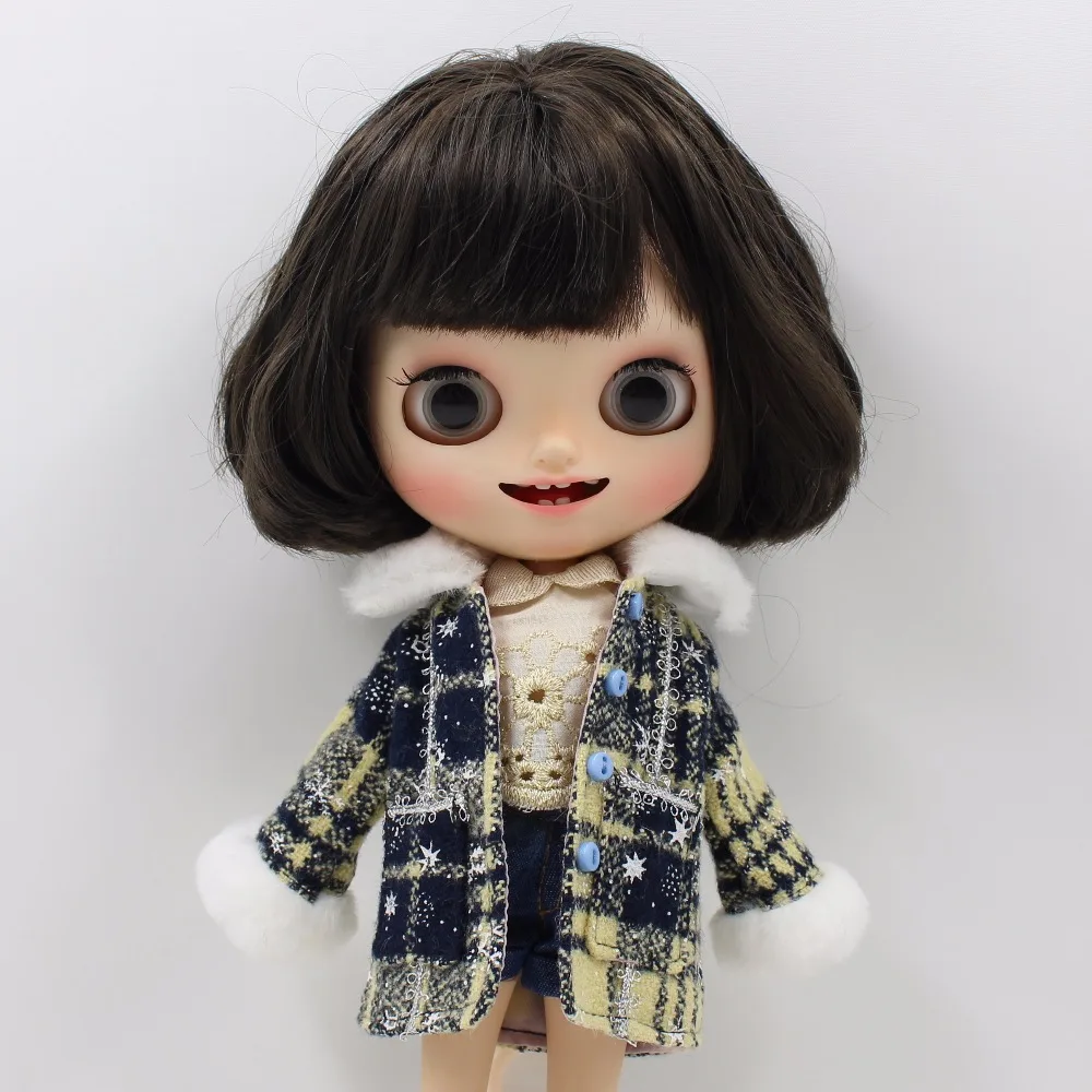 Ледяной DBS Blyth Кукла Одежда Пальто фиолетовый зеленый gingham зимний наряд | Игрушки и