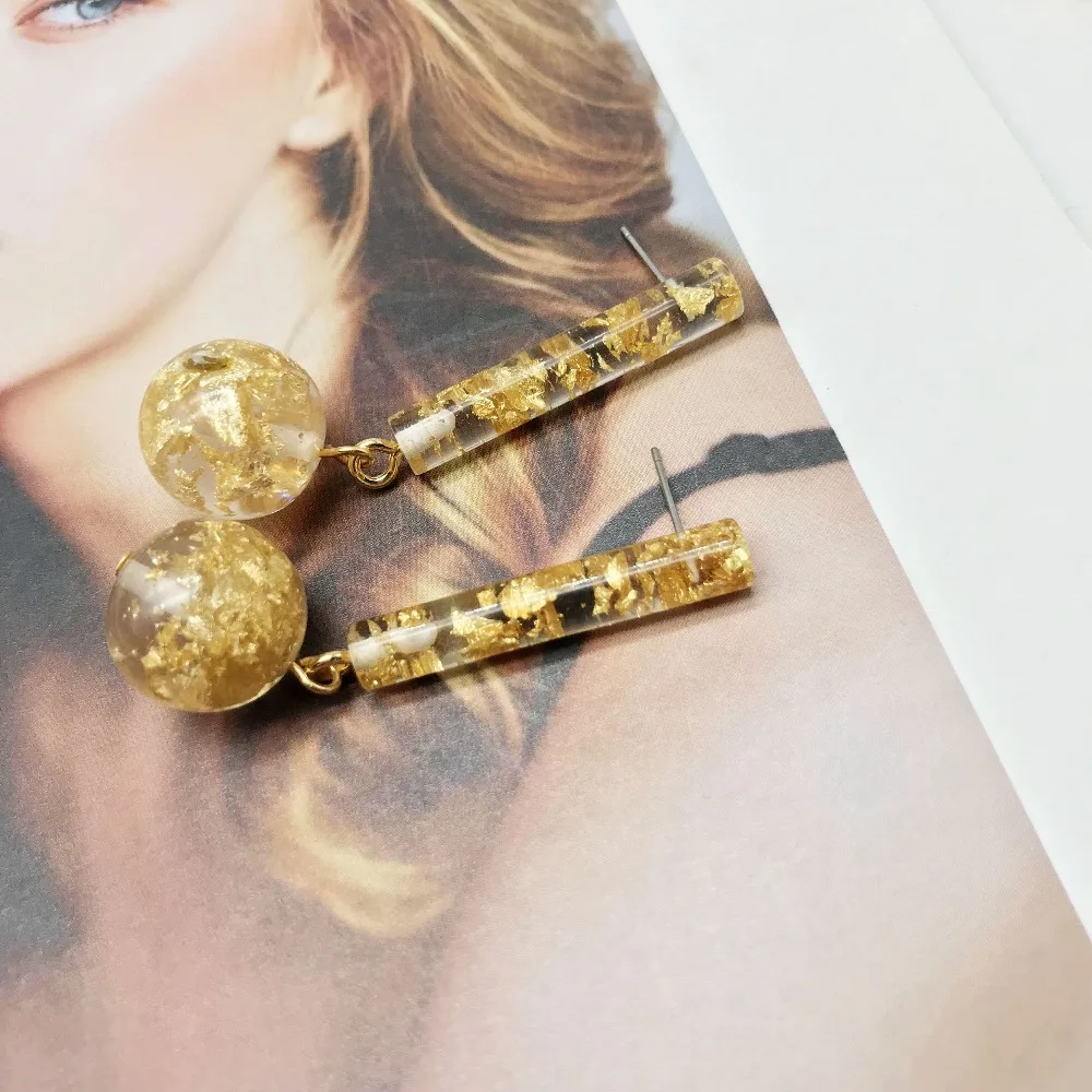 

Gold Glitter Fashion Sweet Cute Ball Charm Drop Stud Earring Party Jewelry
