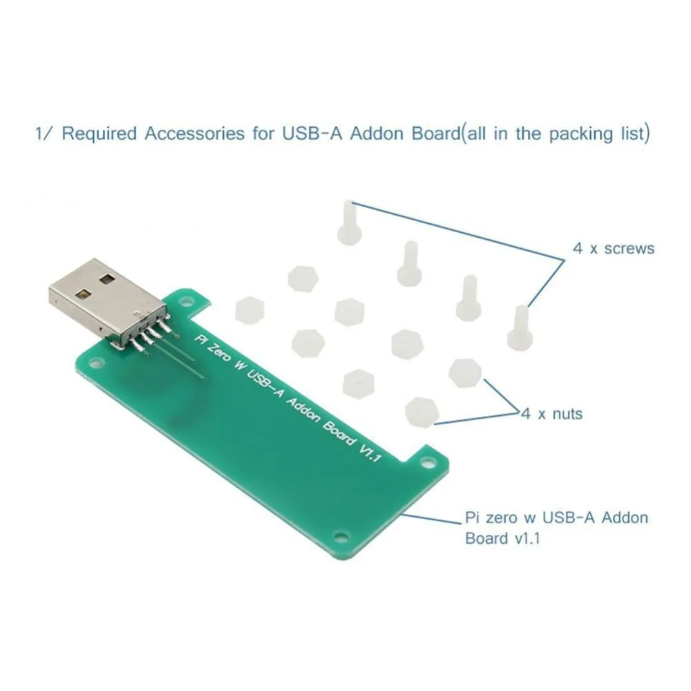 Raspberry Pi Zero W Zero USB-A Плата USB разъем V1.1 RPi0 к U адаптер BadUSB