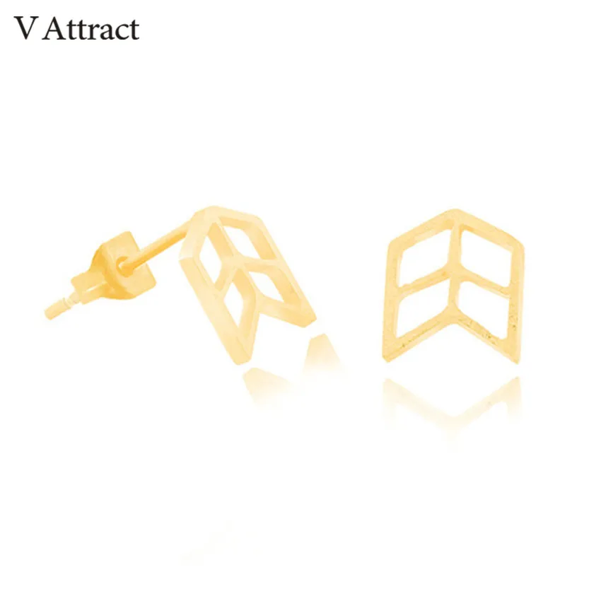 V Attract Geometric Trangle Stud Earrings 2017 Women Fashion Jewelry Stainless Steel Gold Color Boucles D'oreilles Everyday Gift|fashion stud earrings|stud earringsearrings fashion |