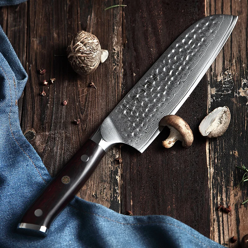 HEZHEN 7 ''нож Santoku 67 слоев Дамасская сталь инструменты для приготовления пищи