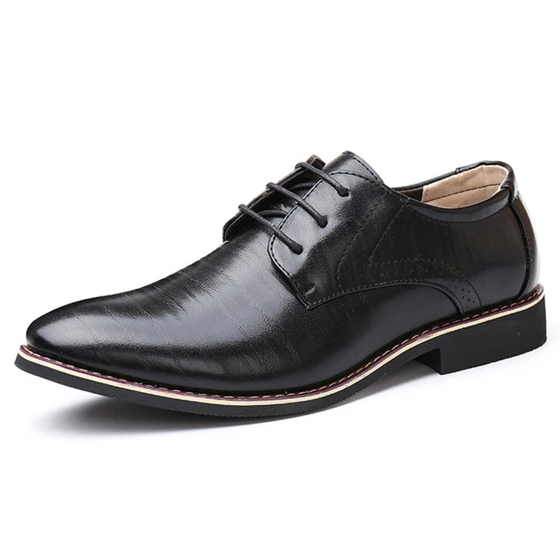 

New Men Oxfords Leather Shoes British Black Blue Shoes handmade comfortable formal dress men flats Lace-Up Bullock PlusSize38-48