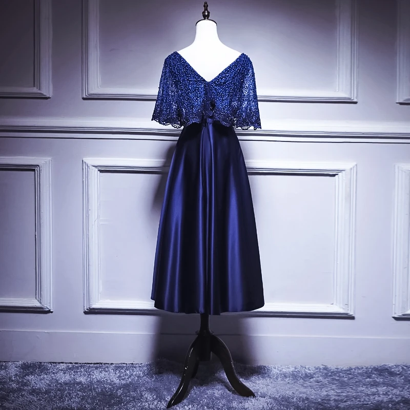 Платье с коротким рукавом V образным вырезом и атласной молнией|Коктейльные