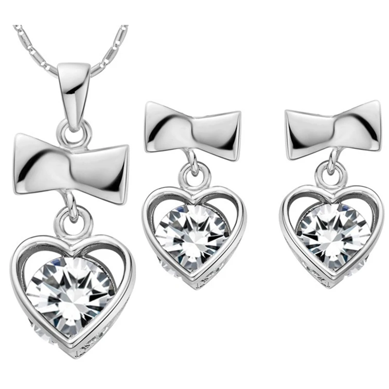 Женский Свадебный комплект из колье и серёг с кулоном в виде сердца | Украшения