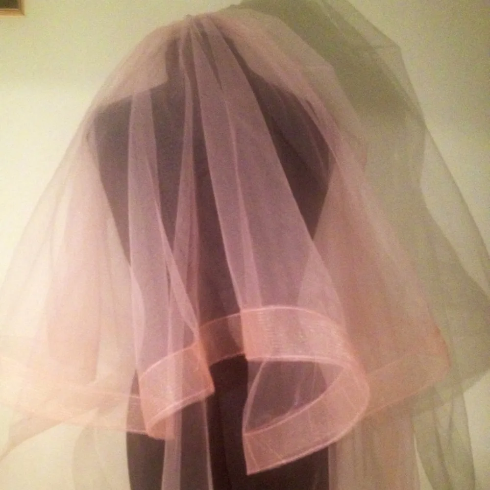 Светло-Розовый Конского Волоса Свадебная Фата Румянами Люкс Покрывал С