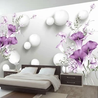 modern simple 3d stereo relief purple calla lily flower mural wallpaper living room bedroom romantic decor wall painting fresco