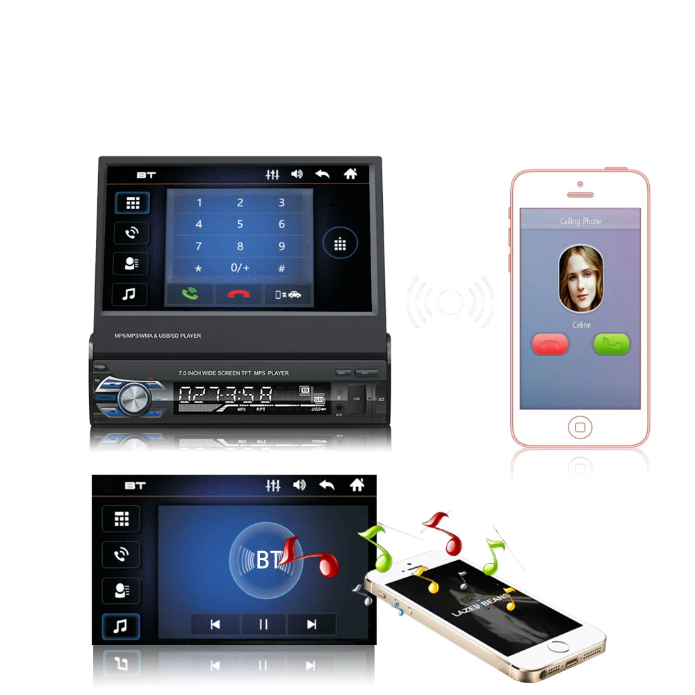 Новый 1DIN автомобильная стереосистема bluetooth FM радио MP5 аудио плеер телефон USB/TF