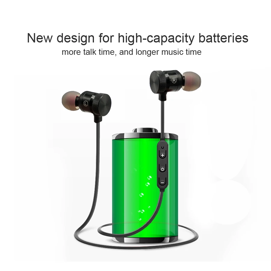 Беспроводные Bluetooth наушники спортивные магнитные стереонаушники для телефона