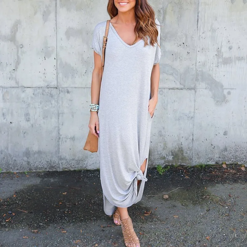 SISPELL/летние платья больших размеров свободные с v-образным вырезом коротким