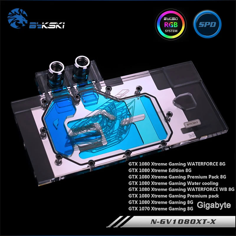 Bykski N GV1080XT X полное покрытие видеокарты водяного охлаждения блок RGB/RBW для Gigabyte