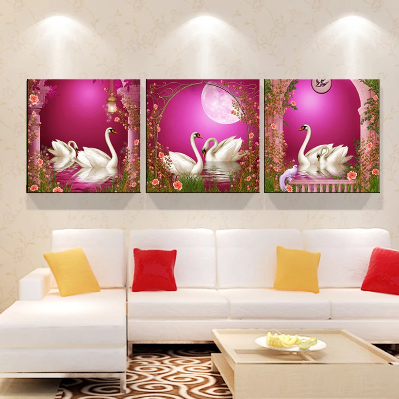 3 шт. (без рамки) Современная живопись на холсте постер с лебедями для гостиной