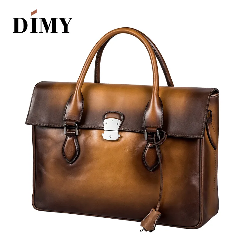 DIMY итальянский Тренто из телячьей кожи мужские портфели ручная сумка винтажные
