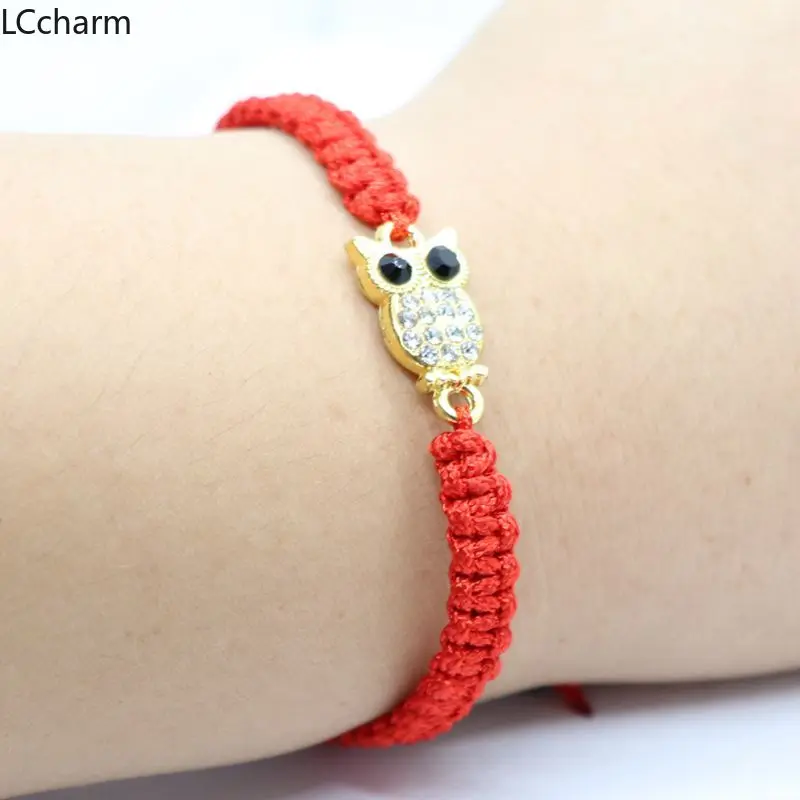 Модный красный плетеный веревочный браслет LCcharm браслеты с бусинами в виде совы