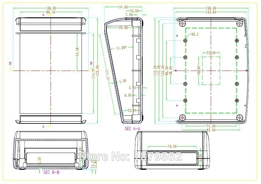 Пластиковый корпус для электронного проекта сделай сам 152*108*54 мм
