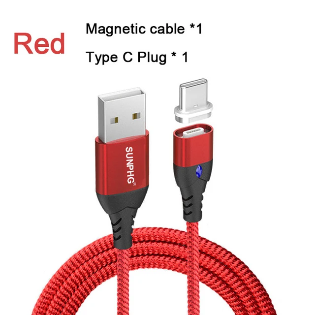 red for type c Магнитное зарядное устройство SUNPHG type C для samsung A9 A8 NOTE 9 type c Galaxy S9 NOTE 8 A7 кабель для быстрой зарядки телефона для iPhone x 8plus 1 м - Тип штекера: red for type c