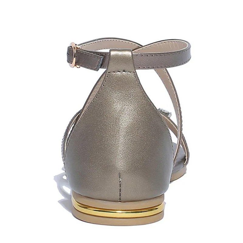 ZALAVOR/женские сандалии гладиаторы из натуральной кожи модная обувь на плоской