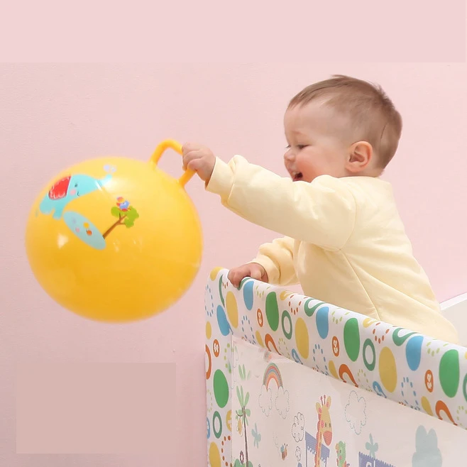 9 &quot10&quot надувные ПВХ шары с ручкой утолщаются прыгающий цветной пластиковый шар