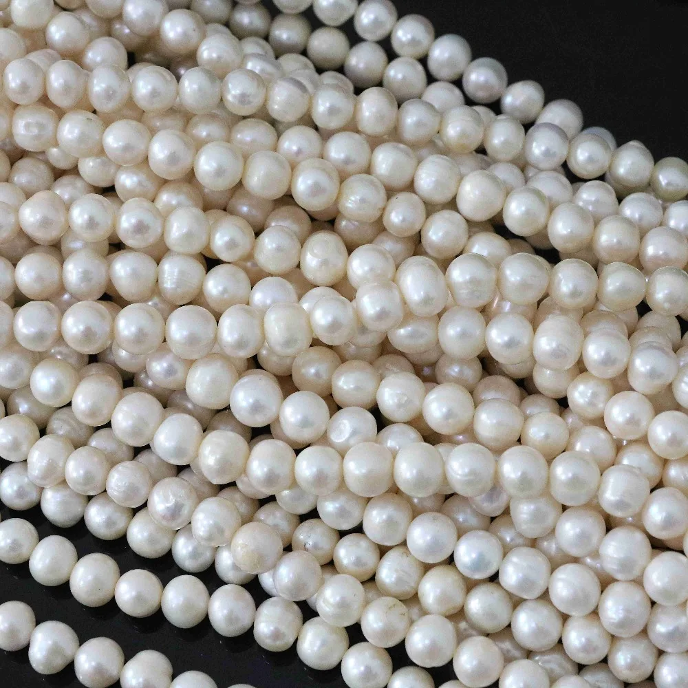 

Natural White Akoya Cultured Freshwater pearl 7-8mm beautiful round Loose Beads diy lovely Jewelry making 15 inches BV177