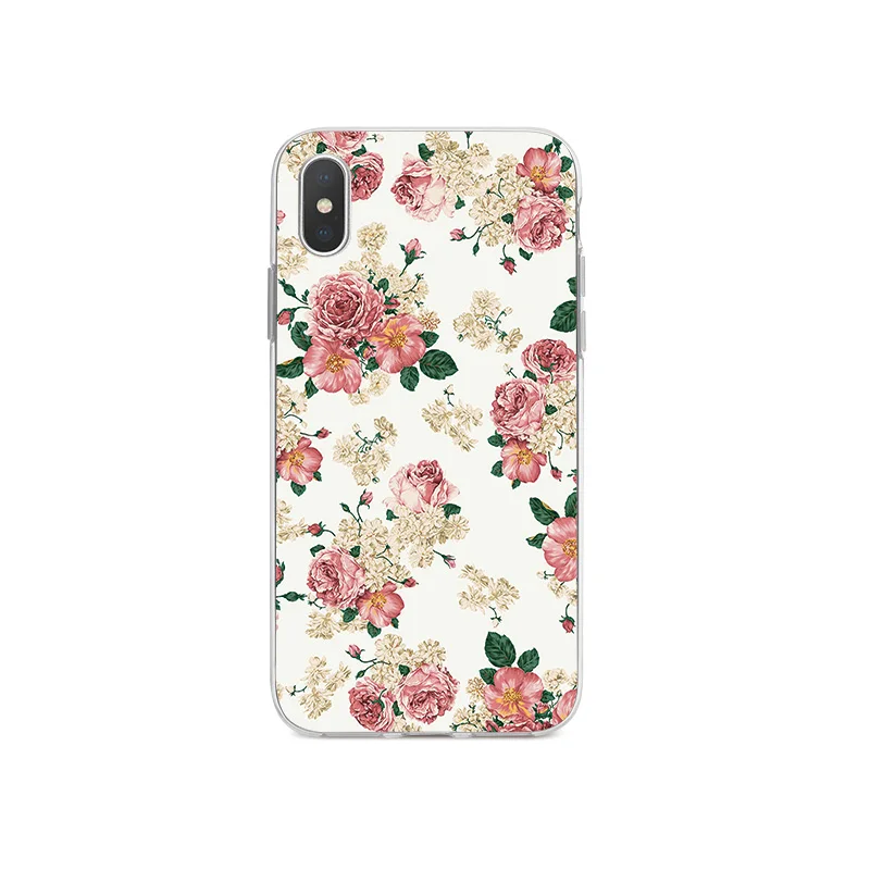 Silicone Phone Case For iPhone 6 6S 7 8 Plus X XR XS MAX 5 5S SE Cover Beautiful Flowers Pattern |