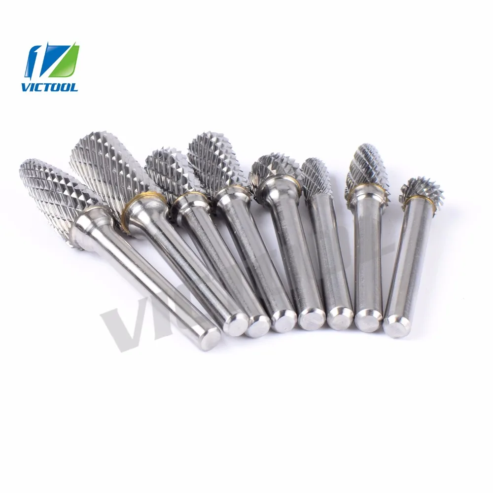 Высокое качество 8 шт./набор двойной желоб d6 вольфрам карбид вращающийся резак