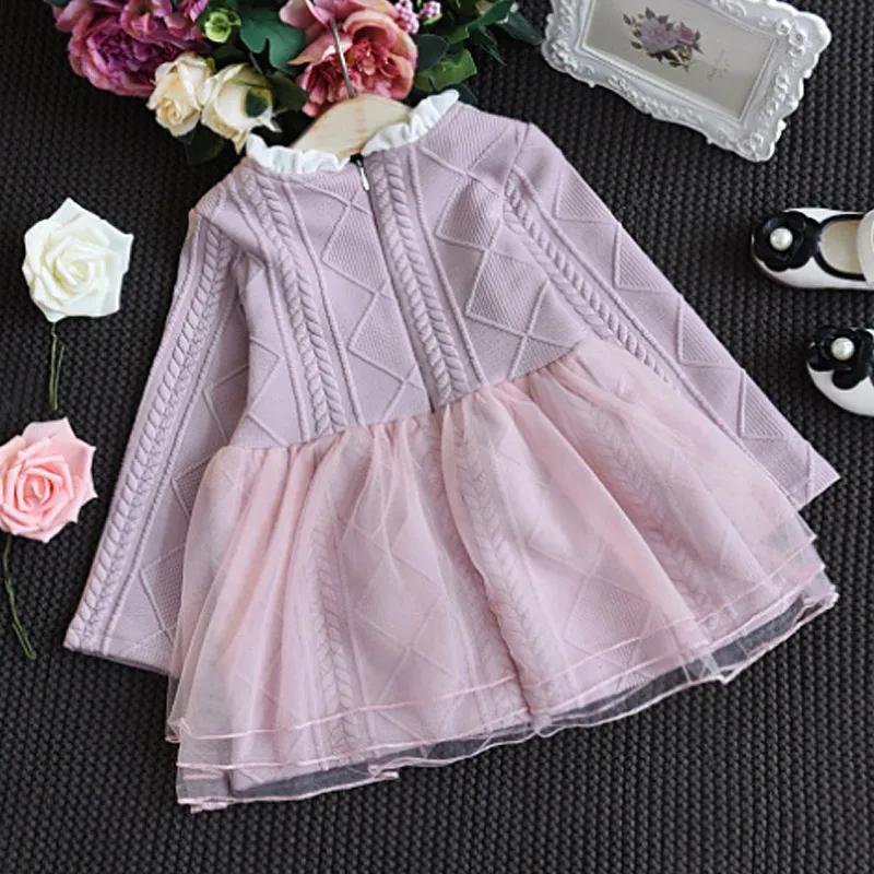 Grid mosaic Girl Dress baby Clothes Winter Family kids dresses for girls Knitted Autumn Fashion 2017 Kids Girls Children | Детская