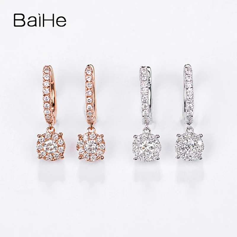 BAIHE Solid 14 к розовое золото 0.50ct H/SI круглая огранка натуральный бриллиант