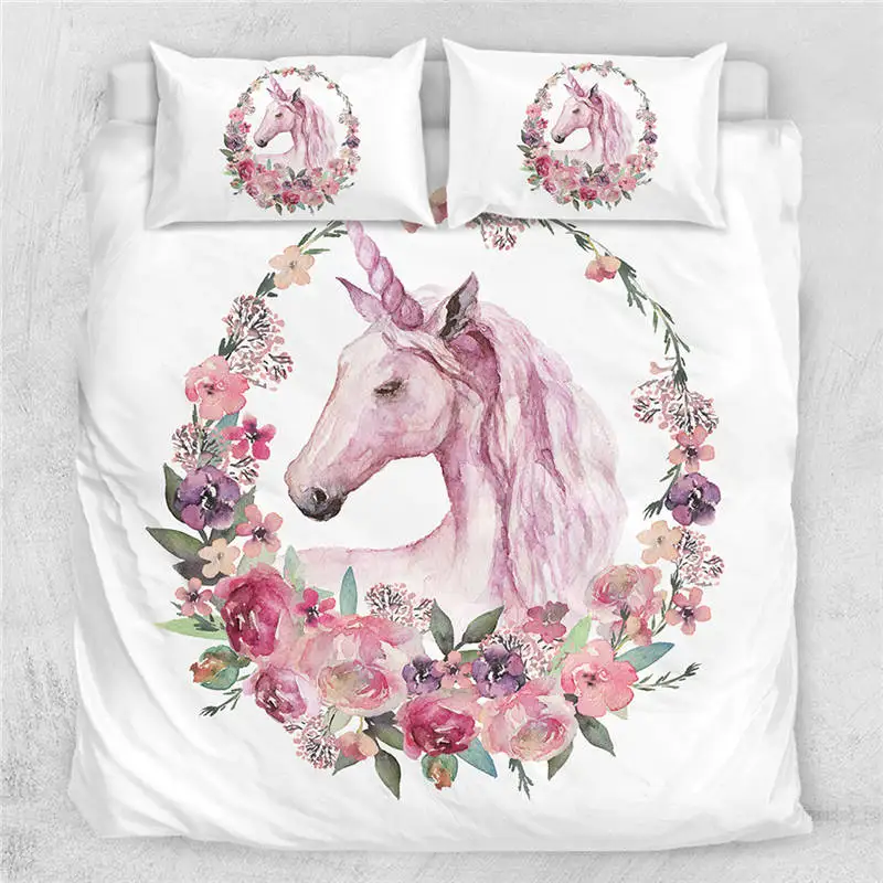 Unicorn4 Постельные принадлежности Outlet постельное белье с изображением единорога набор белое стеганое одеяло с лошадью чехол черный белый домашний текстиль детский мультяшный волшебный Радужный комплект постельного белья - Цвет: Unicorn4