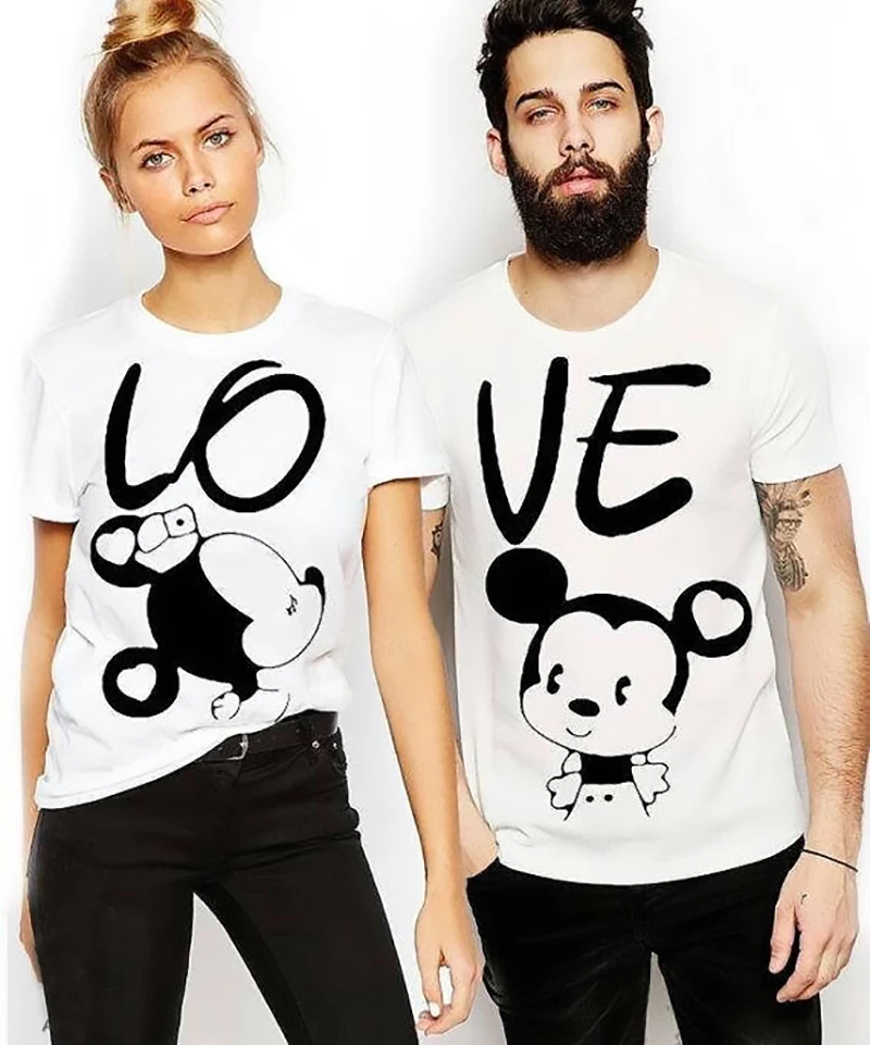 Натуральный хлопок пара футболка Enjoythespirit наборы набор LOVE для маленьких девочек