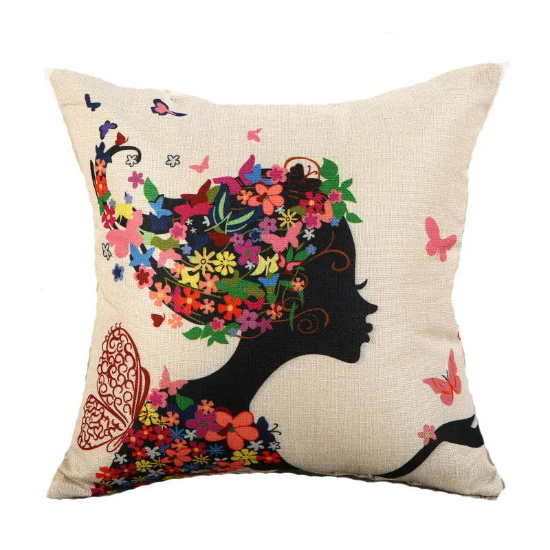 pillow cover001 Льняные наволочки для подушек с принтом LOVE Happy tree, 45*45 см, романтичный чехол для подушек, постельные принадлежности для дома, декоративная наволочка для подушек в отеле - Цвет: pillow cover001