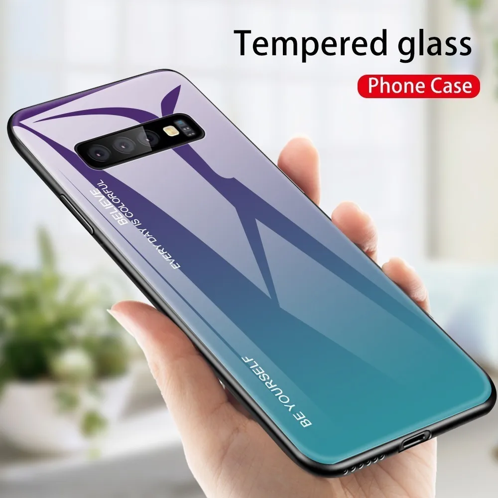 

For Samsung Galaxy a7 2018 Case samsung s8 case Luxury Brand Gradient Tempered Glass For Samsung S10 9 lite A9 A8 J8 J4 A7 plus