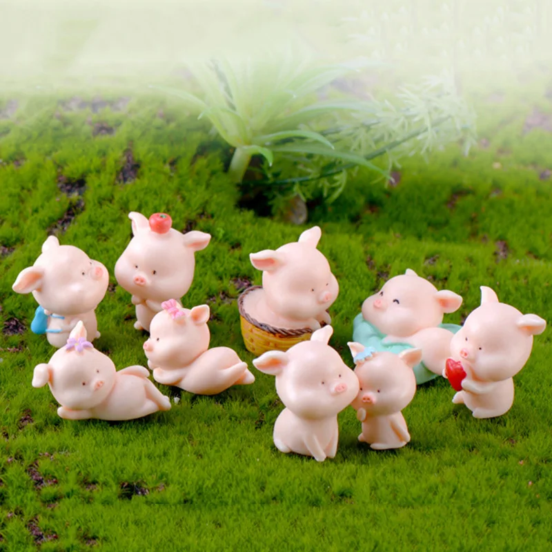 9 шт./компл. Милая свинка семейная фигурка модель животного мох микро пейзаж