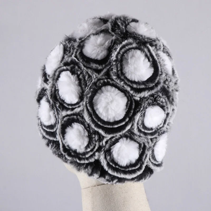 Модная меховая шапка для девушек женская зимняя из натурального меха кролика