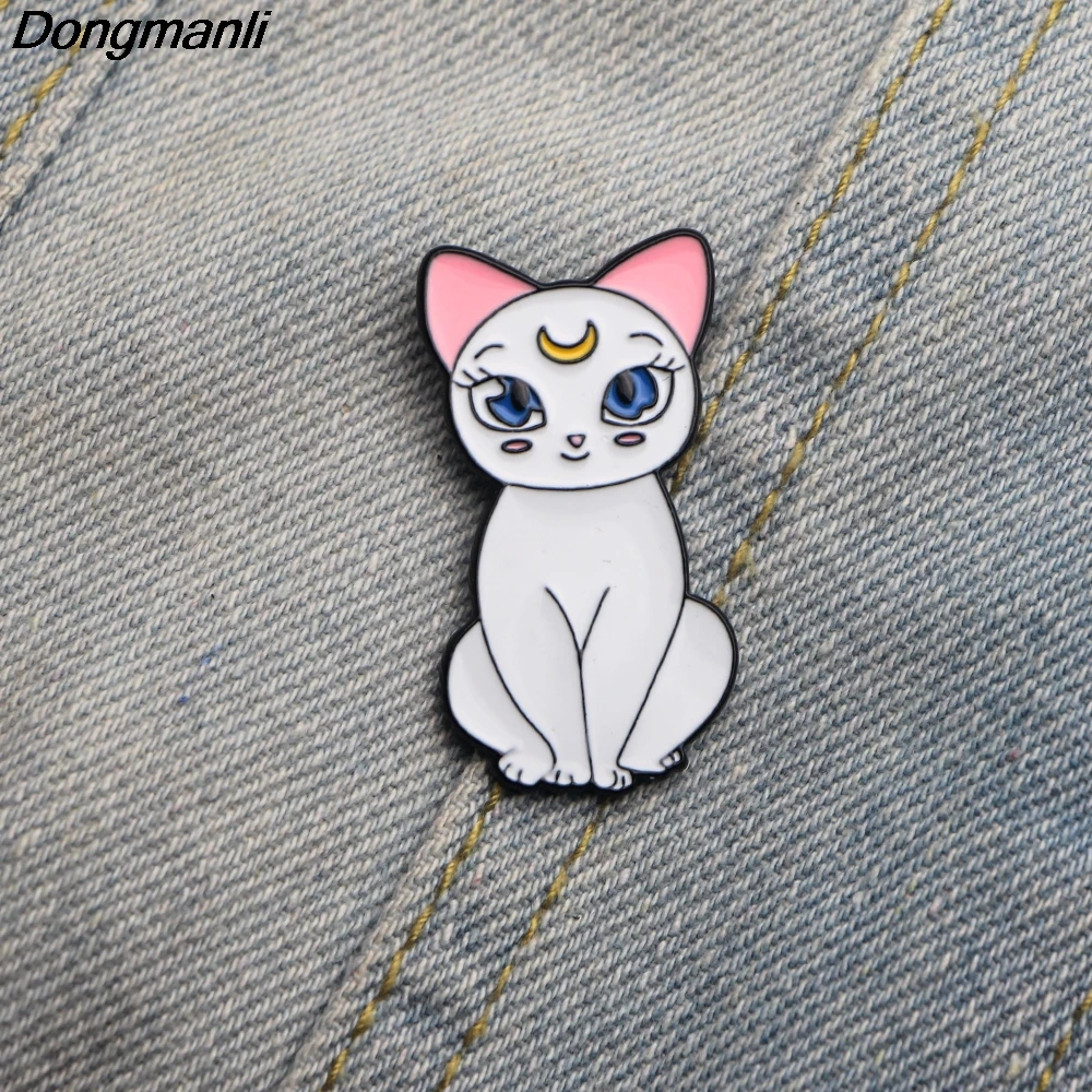 P2464 Dongmanli Симпатичные Луна кошки эмали штырь рубашка с пряжкой шпильки и броши для