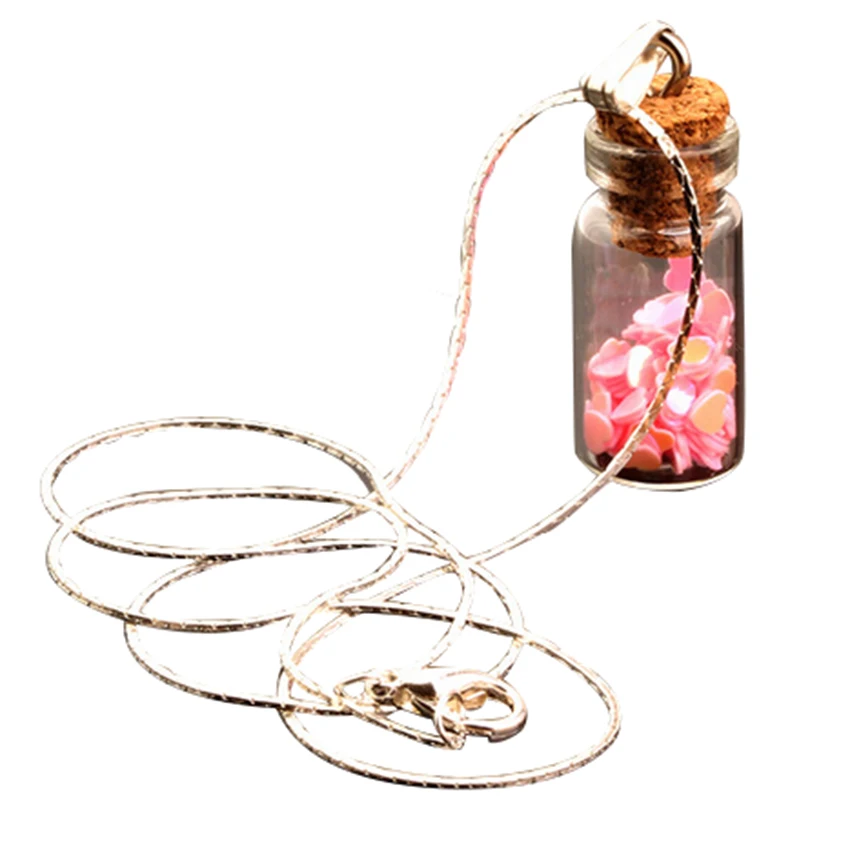 Ожерелье с подвеской в виде стеклянной бутылки красивая серебряная цепь