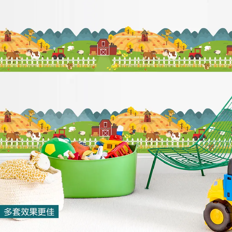 Счастливая ферма животное дом забор Настенная Наклейка для детской комнаты обои