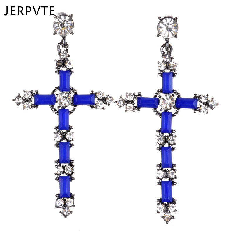 Новое поступление 2017 винтажные черные серьги JERPVTE со стразами для женщин розовые